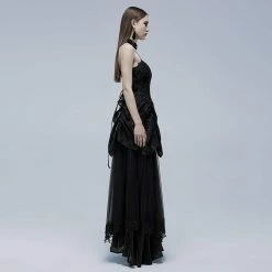 Punk Rave Women's Stuff Gothic Strappy Ruffle Layered Slip Dress