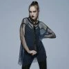 Punk Rave Grunge Double Color Splice Mesh Top - Black And Blue Men's Stuff