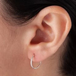 Earrs Jewelry Sterling Silver Hinged Hoop Earrings